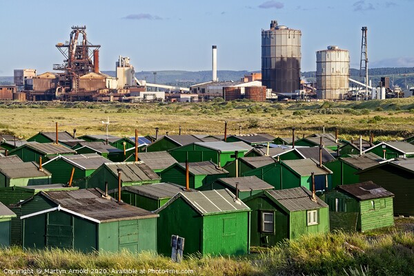 Redcar Steelworks and Fishermen's Huts Picture Board by Martyn Arnold