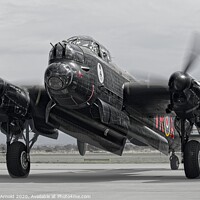 Buy canvas prints of Avro Lancaster WWII Bomber - monochrome by Martyn Arnold