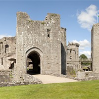 Buy canvas prints of Raglan Castle Panorama by Paula Connelly