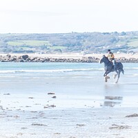 Buy canvas prints of Galloping, Marazion Beach, Cornwall by Jean Gill
