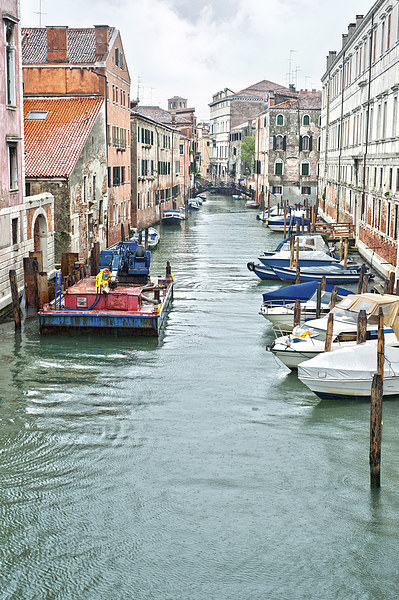 Canal Venice with motorboats Picture Board by Jean Gill
