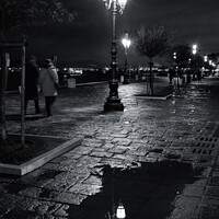 Buy canvas prints of Sreetlamp at Night, venice by Jean Gill