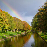 Buy canvas prints of Rainbow over the Canal in Hythe  by Antoinette B