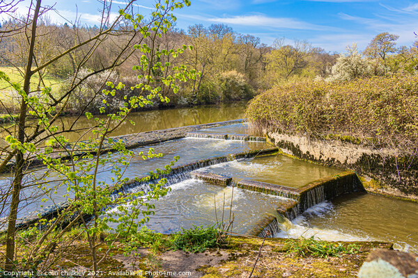 River Stour Weir at Fiddleford Mill Picture Board by colin chalkley