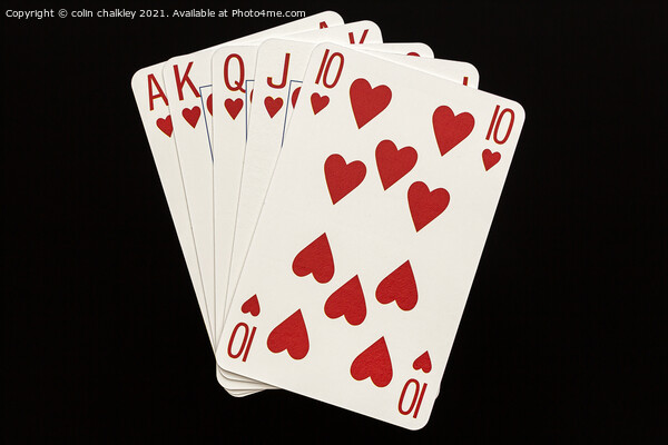 Royal Flush in Hearts Picture Board by colin chalkley