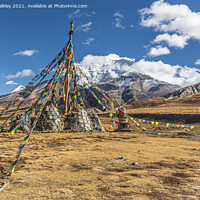 Buy canvas prints of Tibetan Prayer Flags and Pole by colin chalkley