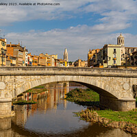 Buy canvas prints of Serene Reflections: The Majestic Bridge of Girona by colin chalkley