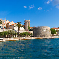 Buy canvas prints of Seafront of Korcula Town, Croatia by colin chalkley