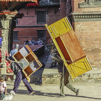 Buy canvas prints of Transporting office equiment in Nepal by colin chalkley
