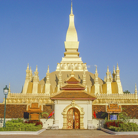 Buy canvas prints of Laos - Pha That Luang by colin chalkley
