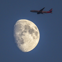 Buy canvas prints of Moon and Aeroplane by colin chalkley