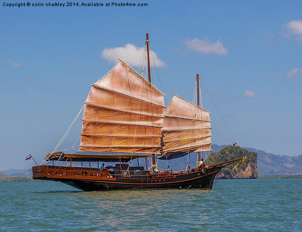 Chinese style junk in the Andaman Sea Picture Board by colin chalkley