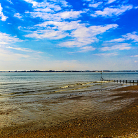 Buy canvas prints of West Wittering Breakwater by colin chalkley
