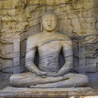 Buy canvas prints of Stunning Rock Carving of Buddha by colin chalkley