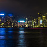 Buy canvas prints of Boat Trails in Hong Kong harbour by colin chalkley