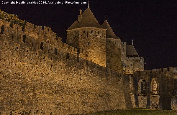  Narbonnaise Gate Carcassonne Ramparts Picture Board by colin chalkley