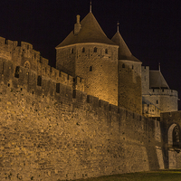 Buy canvas prints of  Narbonnaise Gate Carcassonne Ramparts by colin chalkley