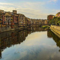 Buy canvas prints of  Girona City View down the River Onyar by colin chalkley