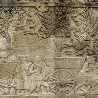Buy canvas prints of  Angkor Wat Wall Carvings (External) by colin chalkley
