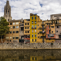 Buy canvas prints of  View Across the River Onyar in Girona, Spain by colin chalkley