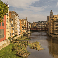 Buy canvas prints of  View Down the River Onyar in Girona by colin chalkley