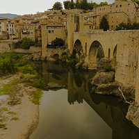 Buy canvas prints of  View of the picturesque town of Besalu, Spain on  by colin chalkley