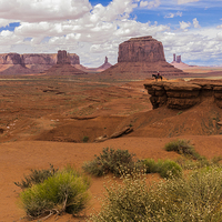 Buy canvas prints of  Monument Valley - Lone Horseman by colin chalkley