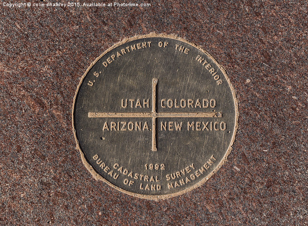 Four Corners Monument  Plaque USA Picture Board by colin chalkley