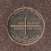 Buy canvas prints of Four Corners Monument  Plaque USA by colin chalkley