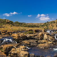 Buy canvas prints of  Waterfalls at the Upper Blyde River Canyon by colin chalkley
