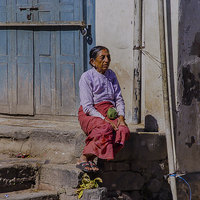 Buy canvas prints of  Contemplation in Kathmandu by colin chalkley