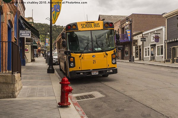  Iconic American School Bus in Park City, Utah, US Picture Board by colin chalkley