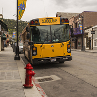 Buy canvas prints of  Iconic American School Bus in Park City, Utah, US by colin chalkley
