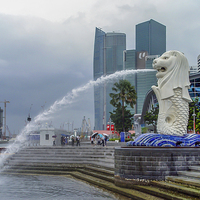 Buy canvas prints of  The Merlion of Singapore City by colin chalkley