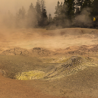 Buy canvas prints of  Fountain Paint Pots - Yellowstone National Park by colin chalkley