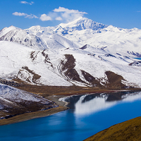 Buy canvas prints of  Yamdrok Lake - Tibet by colin chalkley