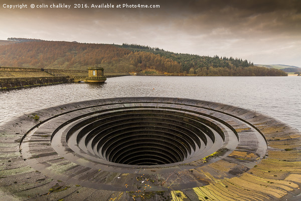 Ladybower Reservoir Overflow Picture Board by colin chalkley