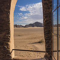 Buy canvas prints of View on to the Namib Desert from Le Mirage Resort by colin chalkley