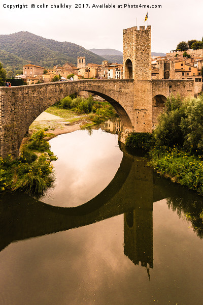  The Angled Bridge at Besalu, Spain Picture Board by colin chalkley