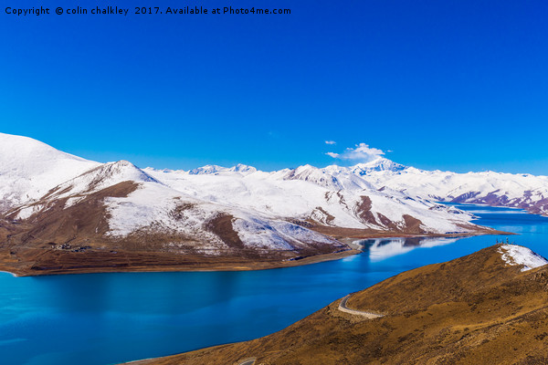 A Sacred Lake in Tibet Picture Board by colin chalkley