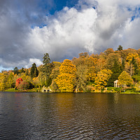 Buy canvas prints of Majestic Autumnal Reflections at Stourhead Gardens by colin chalkley
