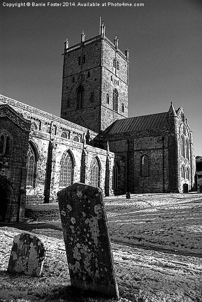 St Davids Cathedral Monochrome Picture Board by Barrie Foster