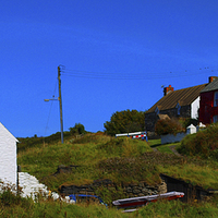 Buy canvas prints of Abereiddy Cottages by Barrie Foster