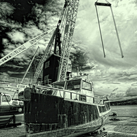 Buy canvas prints of  High and Dry at Goodwick Harbour by Barrie Foster