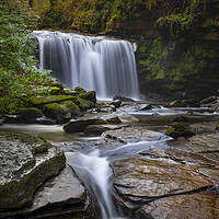 Buy canvas prints of Waterfall on The Upper Clydach River by Leighton Collins
