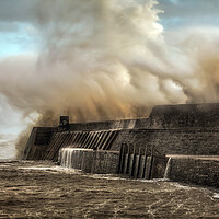 Buy canvas prints of Hurricane Ophelia hits Porthcawl pier by Leighton Collins