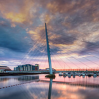 Buy canvas prints of Swansea marina and Millennium bridge by Leighton Collins