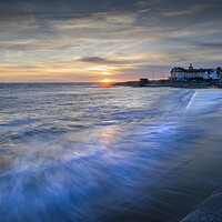 Buy canvas prints of Sunset over Porthcawl breakwater by Leighton Collins