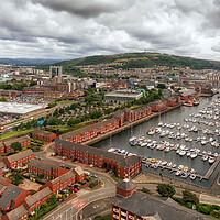 Buy canvas prints of Drone view of Swansea City East view by Leighton Collins