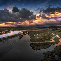 Buy canvas prints of Penclawdd sunset on the Loughor estuary by Leighton Collins